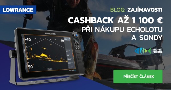 Cashback až 1 100 € při nákupu echolotu a sondy Lowrance