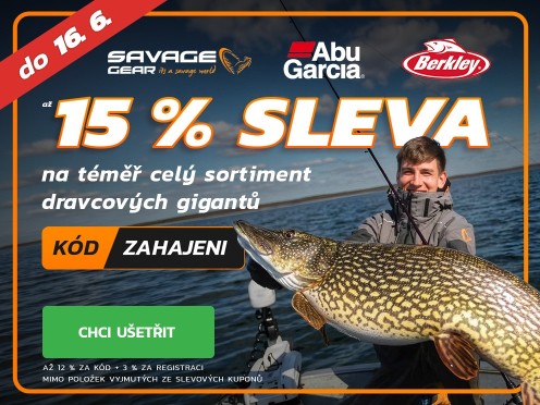SLEVA až 15 % na Savage Gear, Berkley a Abu Garcia
