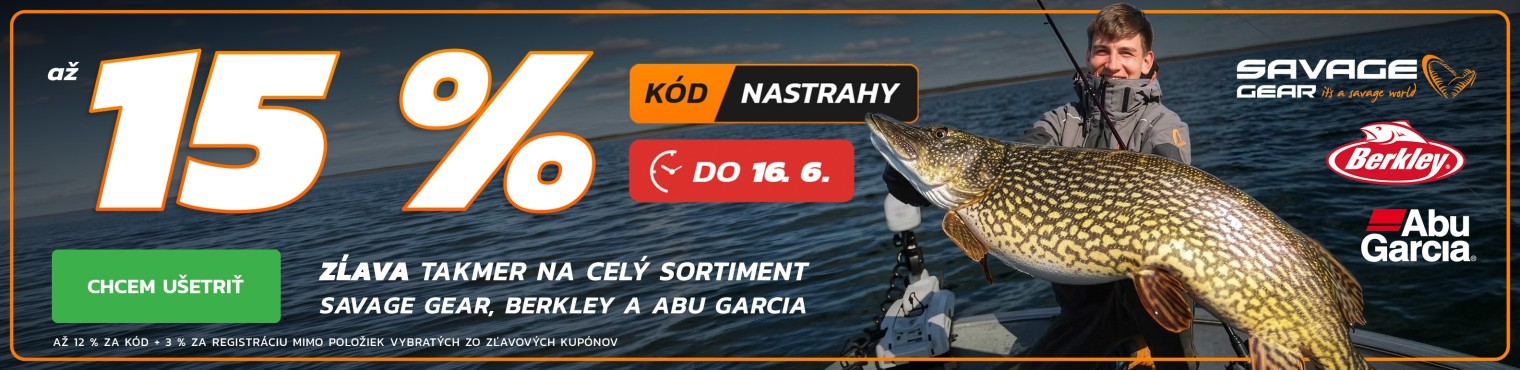 ZĽAVA až 15 % na Savage Gear, Berkley a Abu Garcia