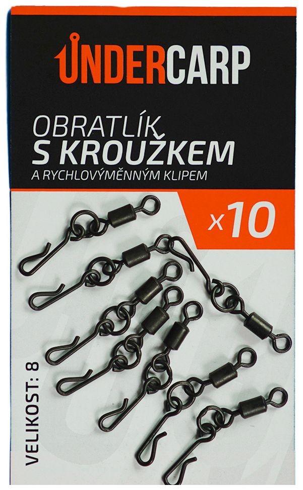 10 kom - Obratlík UnderCarp s prstenom i brzim promjenom klipa Veličina 8