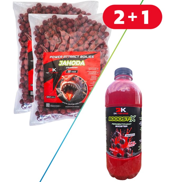 10kg Boilies DK Fishing Power Attract Jahoda 20mm + Booster BESPLATNO