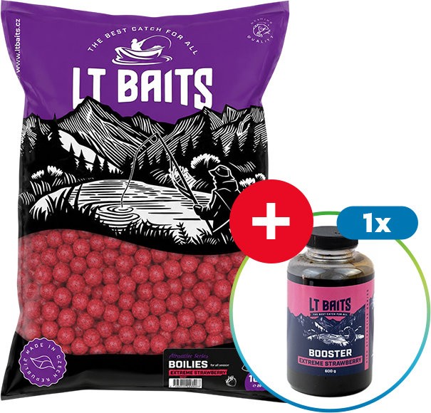 10kg Boilies LT Baits Extreme Strawberry 20mm + Booster Zdarma