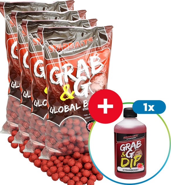 10kg Boilies Starbaits Grab&Go Global Strawberry Jam 20mm + Booster ZDARMA