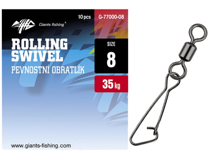 10kom - Čvrsta Vrtilica s Kopčom Giants Fishing Rolling Swivel with Hooked Snap
