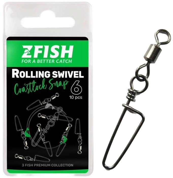 10kom - Kopča s Vrtilicom Zfish Rolling Swivel & Coastlock Snap