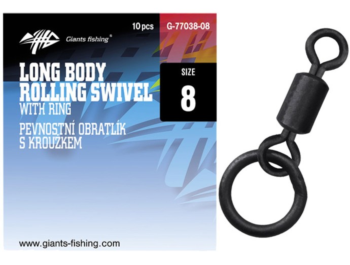 10kom - Snažna Vrtilica s Prstenom Giants Fishing Long Body Rolling Swivel with Ring