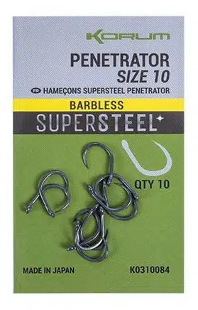 10kom - Udica Korum Supersteel Penetrator Hooks Barbless
