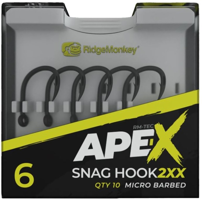 10kom - Udica RidgeMonkey Ape-X Snag Hook 2XX Barbed