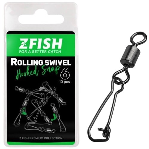 10kom - Vrtilica Zfish Rolling Swivel & Hooked Snap