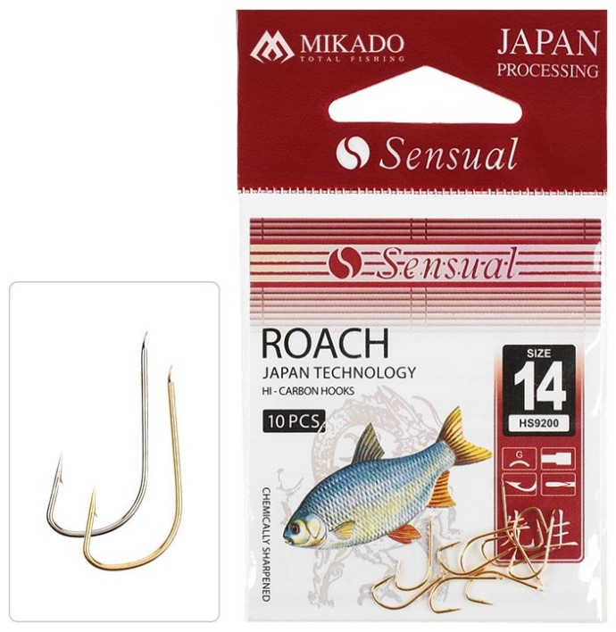 10ks - Háček Mikado Sensual Roach Zlatý Velikost 8