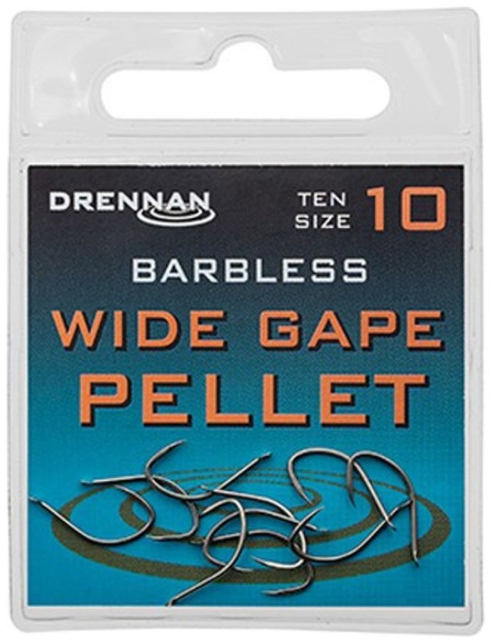 10ks - Háčky Bez Protihrotu Drennan Wide Gape Pellet Barbless Vel. 12