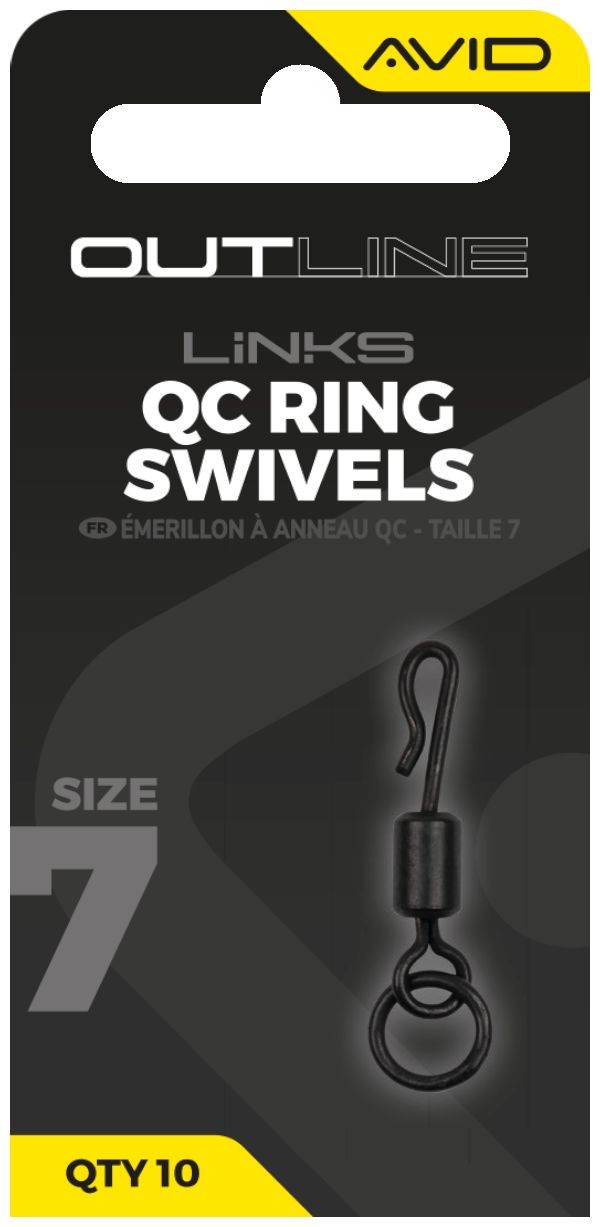 10ks - Obratlík Avid Carp Outline QC Ring Swivels Velikost 7