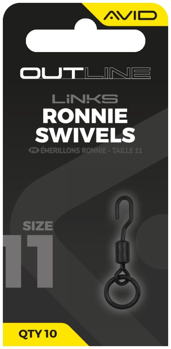 10ks - Obratlík Avid Carp Outline Ronnie Swivels Veľkosť 11