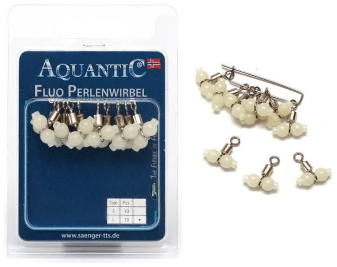 10ks - Obrtnik Aquantic Swivel with Stopper Fluo Pearl L