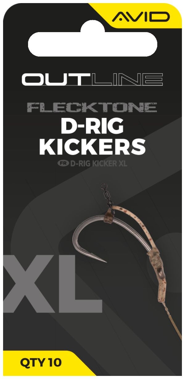 10ks - Rovnátka Avid Carp Outline FleckTone D-Rig Kicker XL