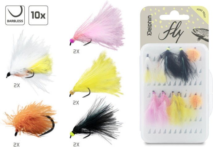 10ks - Sada Umělých Mušek Delphin Fly Pond Trout