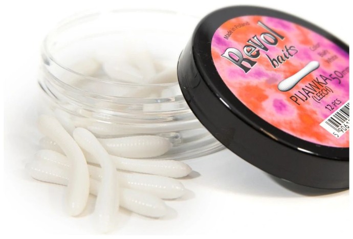 12kom - Gumeni Mamci Revol Baits Leech 50mm Sir-Češnjak