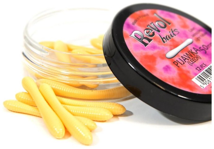 12kom - Gumeni Mamci Revol Baits Leech 50mm Sir-Češnjak
