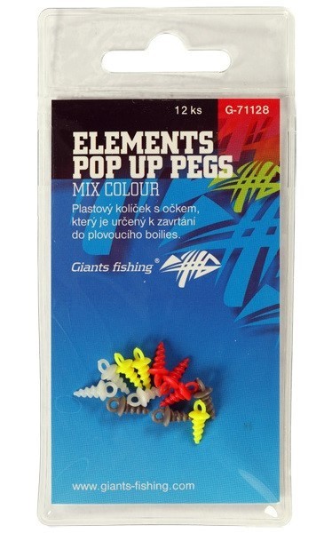 12kom - Klin s ušicom Giants Fishing Elements Pop Up Pegs Mix Colour