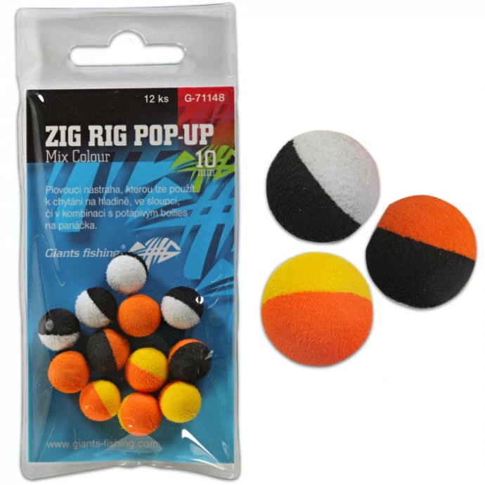 12kom - Pjenasti Mamac Giants Fishing Zig Rig Pop-Up Mix Color