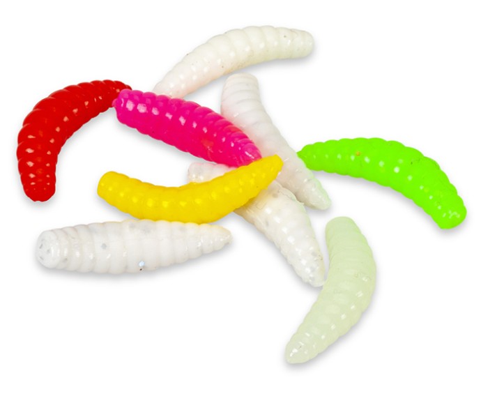 15kom - Gumovni Mamci Iron Trout Soft Bee Maggots 2,5cm Češnjak