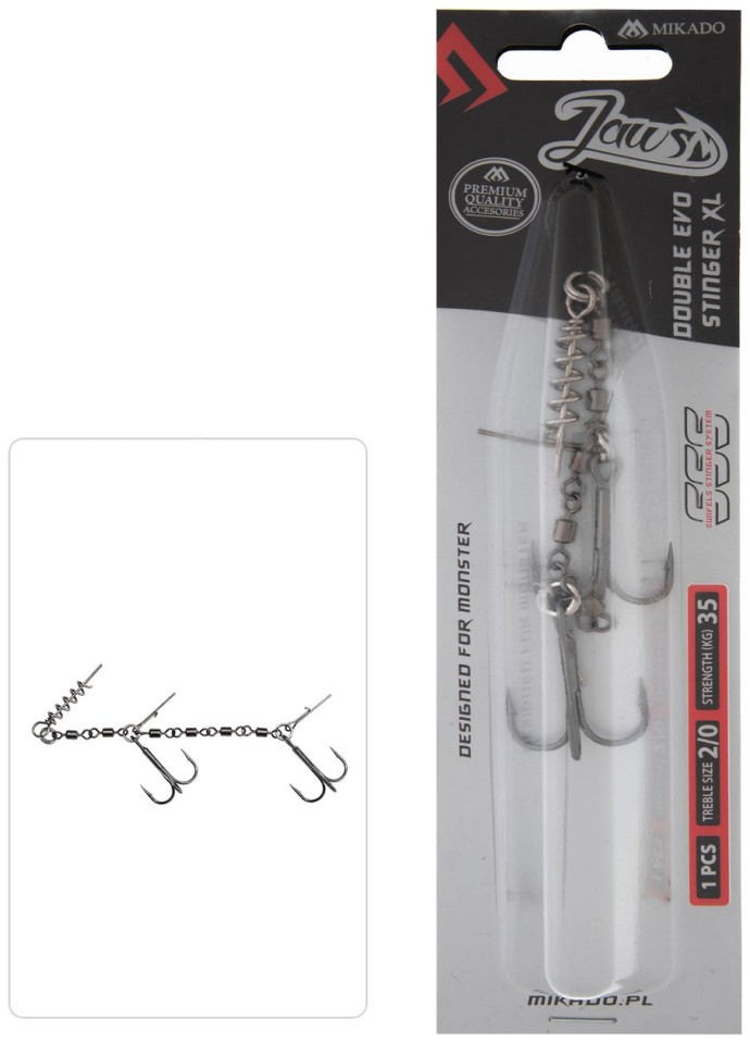 1kom - Trostruke udice Stinger Mikado Jaws Double Evo