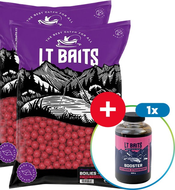 20kg - Boilies LT Baits Extreme Strawberry - Jagoda 20mm + Booster Besplatno