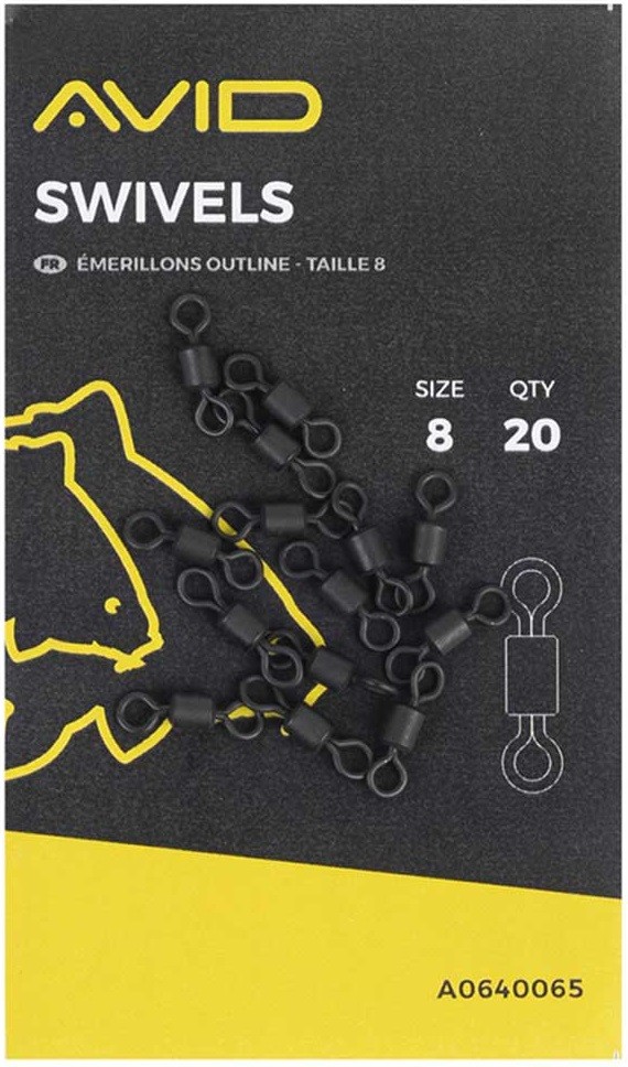 20kom - Vrtilica Avid Carp Outline Swivels Veličina 8