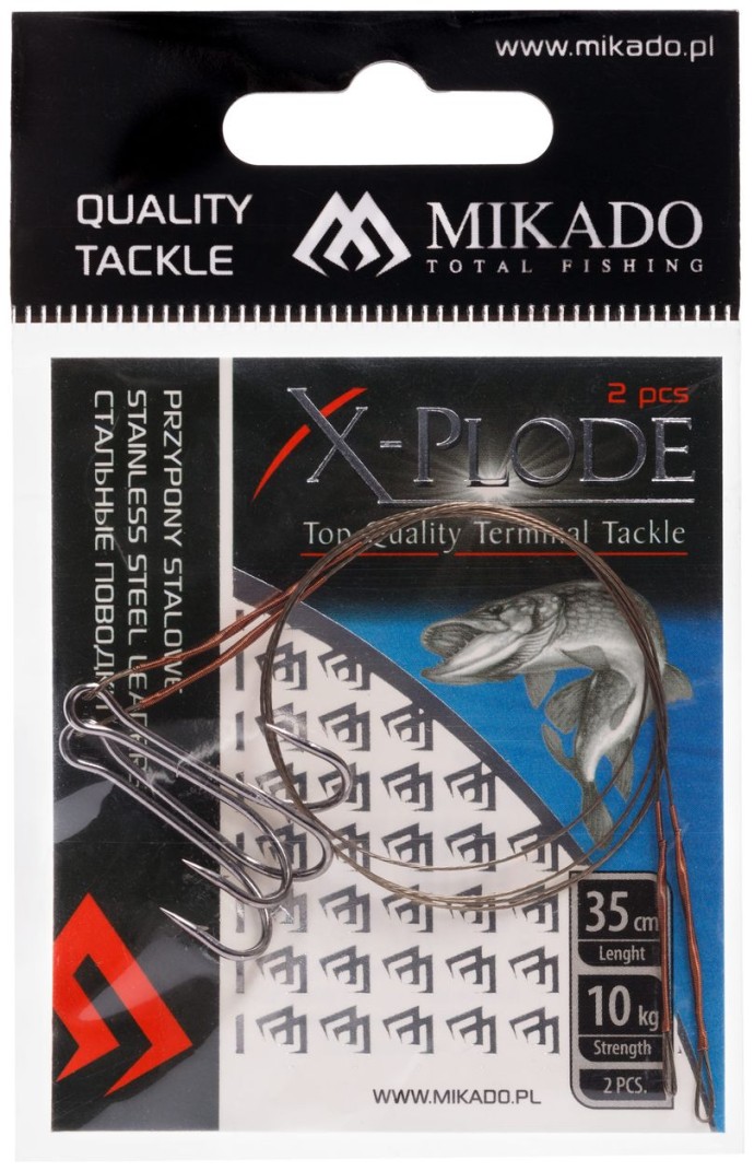 2kom Čelična sajla Mikado 10kg s dvostrukom udicom smeđa