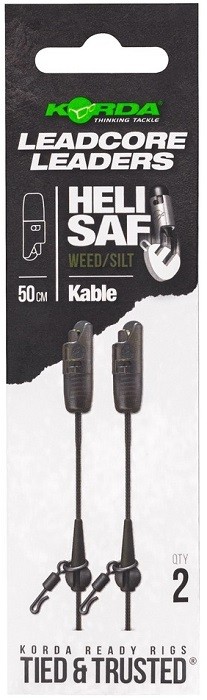 2kom - Gotovi Predvez Korda Kable Leadcore Leader Heli Safe 50cm
