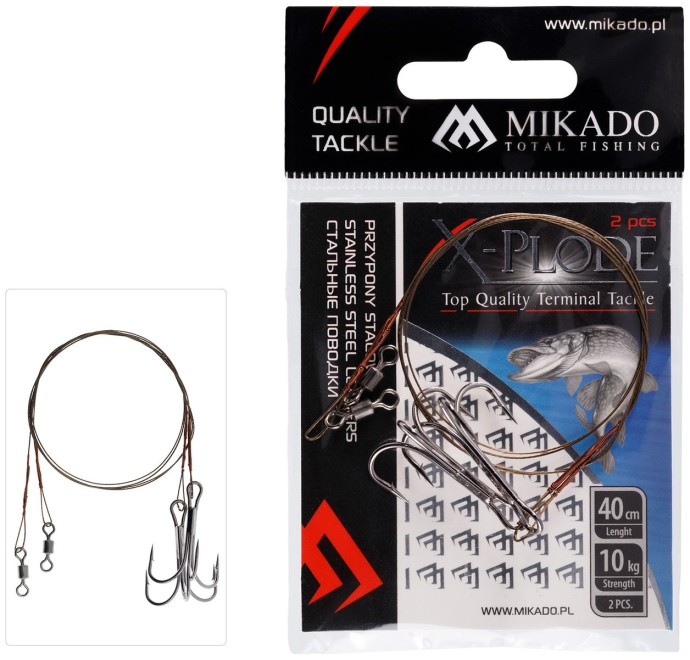 2kom - Predvez Mikado Čelična Sajla 40cm 10kg S Trostrukom udicom
