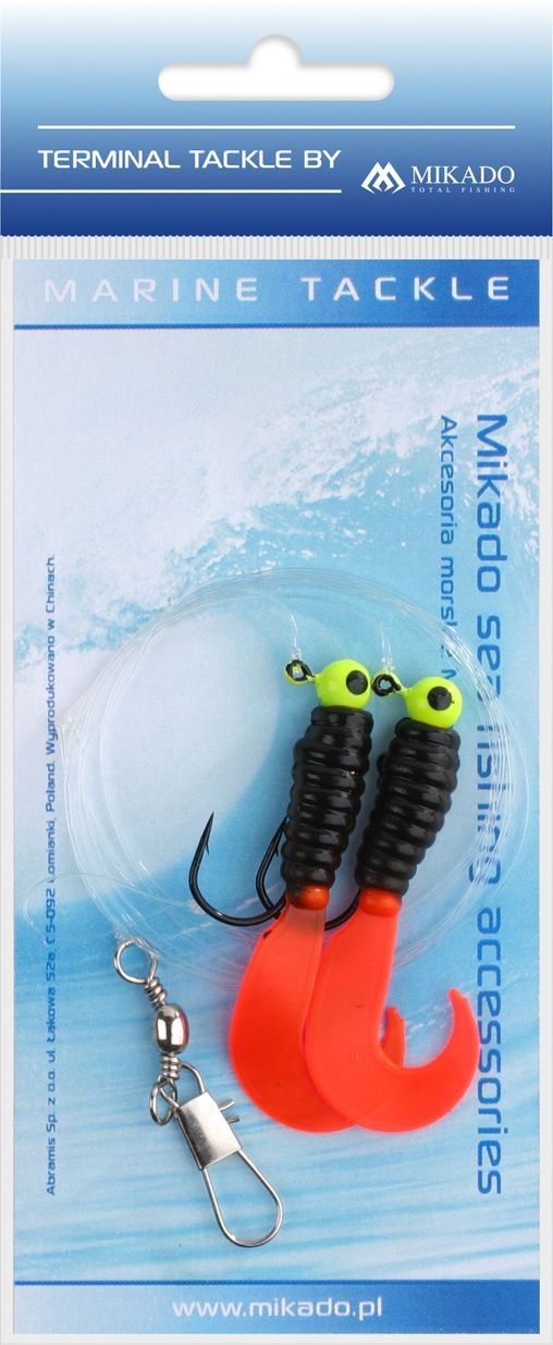 2ks Morský Náväzec Mikado Pilk Twist Jighead Rig 7,5cm Červeno-čierny