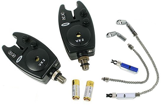 2x Signalizator NGT Bite Alarm VX2 + 2x Lančani indikator + 2x Baterija