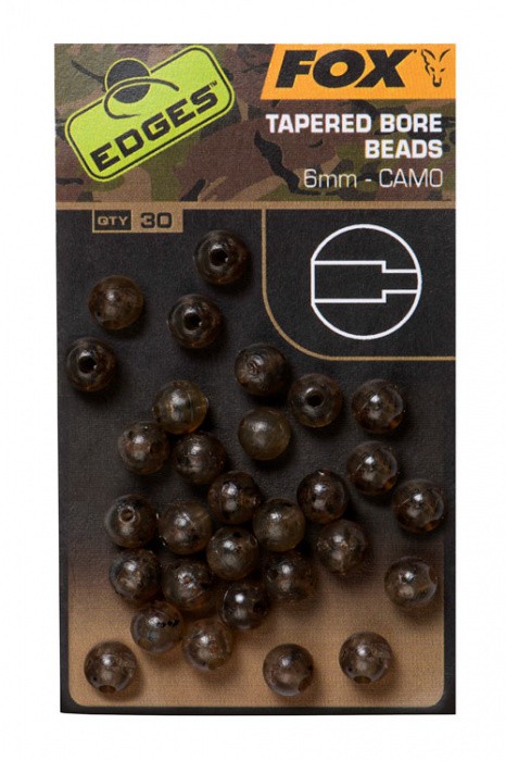 30kom - Perlice Fox Edges Camo Tapered Bore Beads 6mm