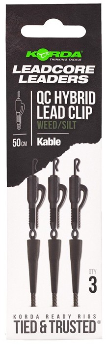 3kom - Gotova Montaža Korda Kable Leadcore Leader Hybrid Lead Clip QC Swivel 50cm