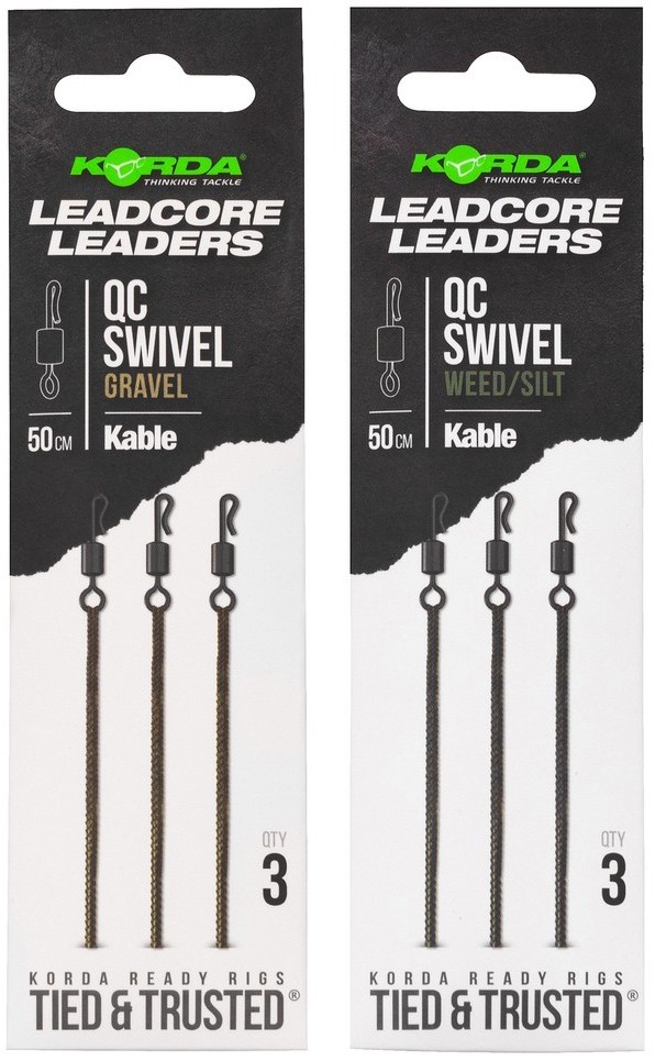 3kom - Gotova Montaža Korda Kable Leadcore Leader QC Swivel 50cm