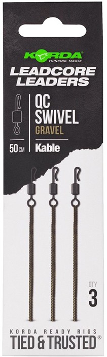 3kom - Gotova Montaža Korda Kable Leadcore Leader QC Swivel 50cm