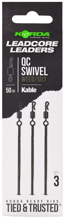 3kom - Gotova Montaža Korda Kable Leadcore Leader QC Swivel 50cm