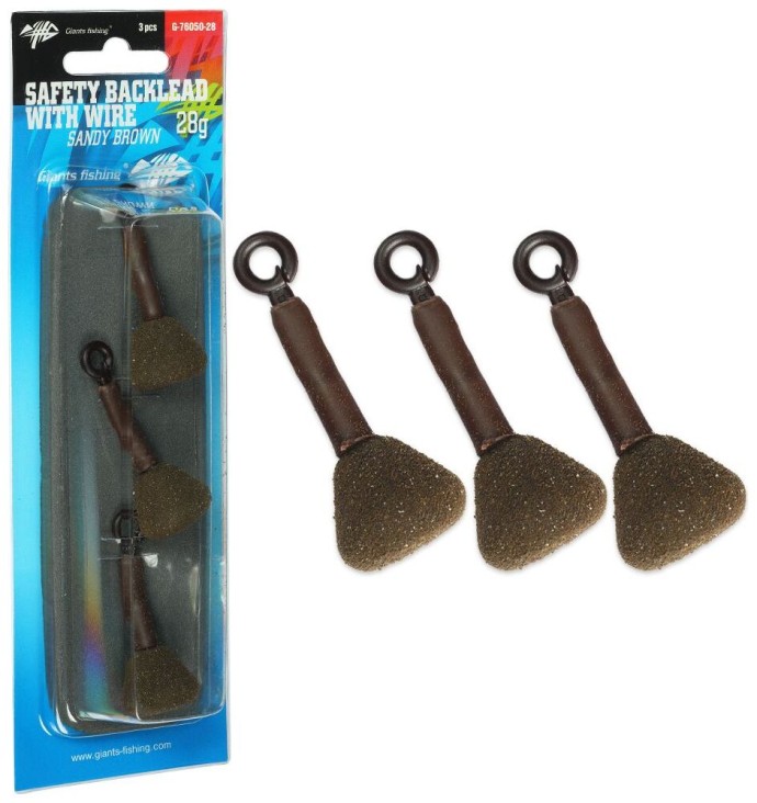 3kom - Olovo Giants Fishing Safety Backlead with Wire Sandy Brown