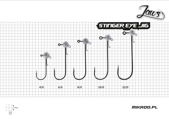 3ks - Balení Jigových Hlaviček Mikado Jaws Stinger Eye 15gr