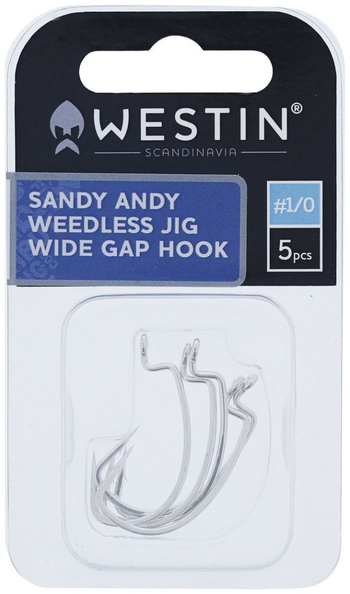 5kom - Jig glava Westin Magic Minnow Weedless Jig WideGap Hook Srebrna