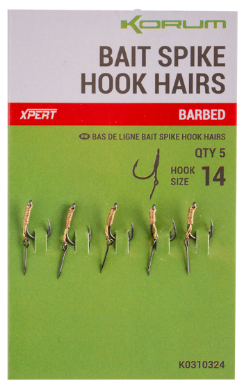 5kom - Udica Korum Bait Spike Hook Hairs Barbed