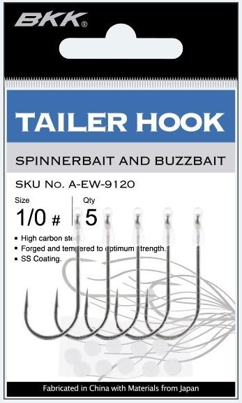 BKK Trailer Superslide Hooks For Spinnerbaits Buzzbaits, #2/0