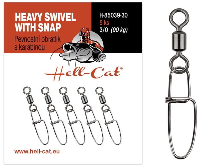 5ks Karabina s obratnikom Hell-Cat Heavy Swivel with Snap