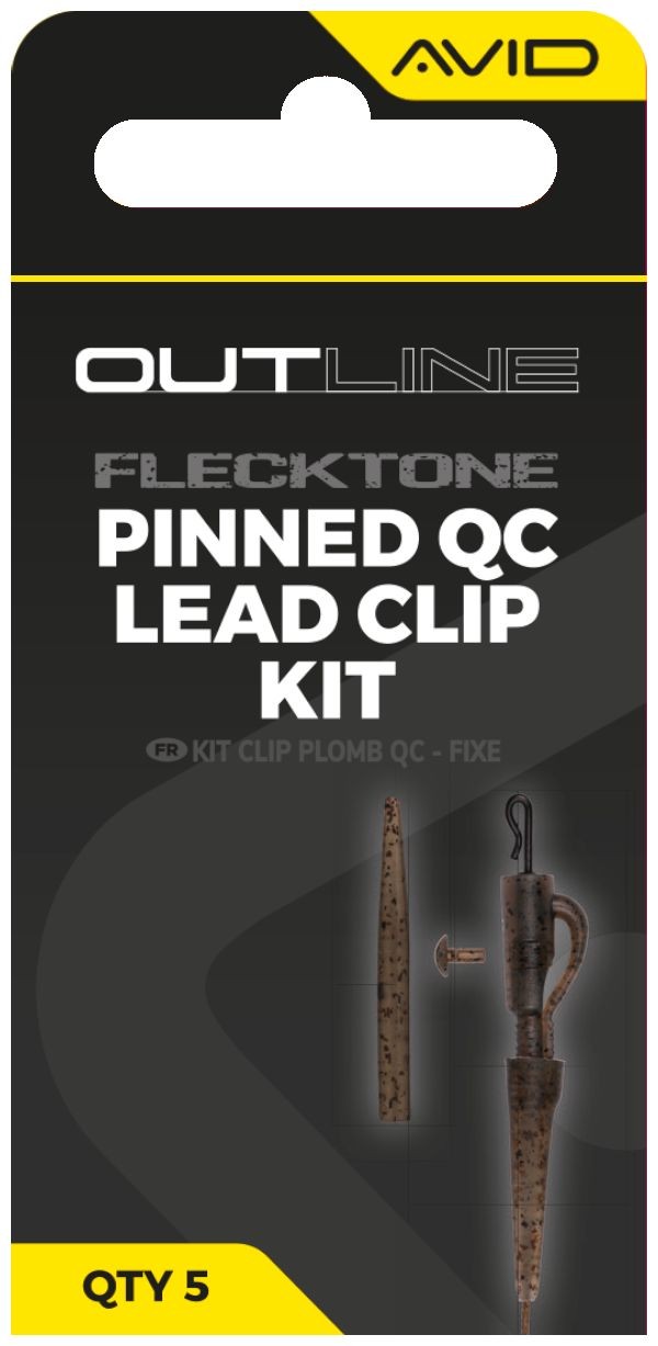 5ks - Sada Závěsek Avid Carp Outline FleckTone Pinned QC Lead Clip Kit