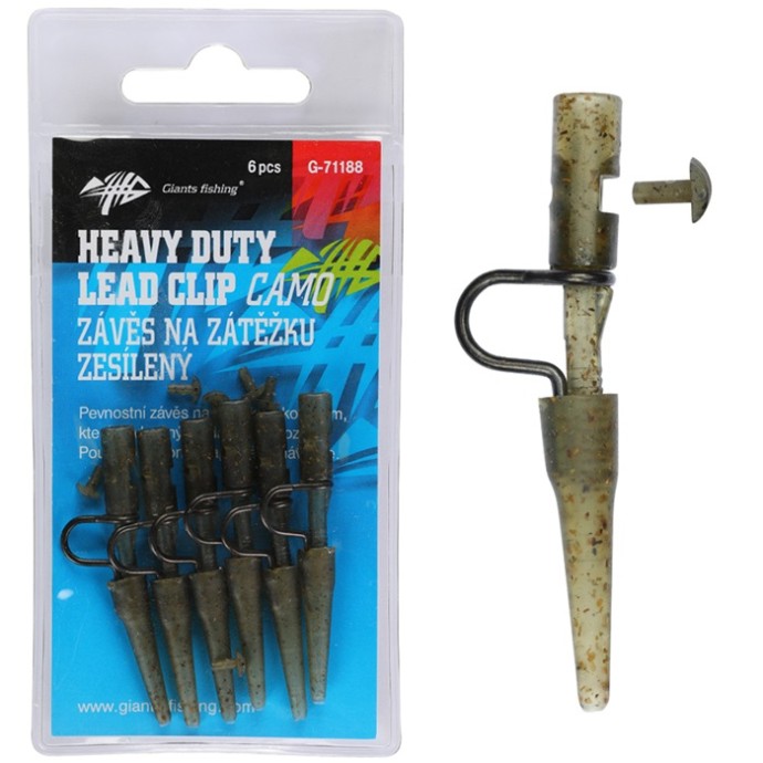 6kom - Držač za Olovo Giants Fishing Heavy Duty Lead Clip with Pin Camo