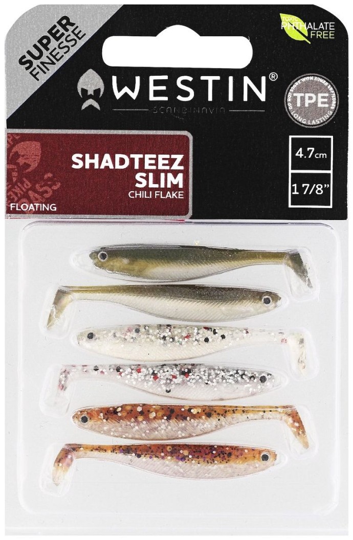 6kom - Gumeni Mamac Westin ShadTeez Slim 4,7cm 1gr Floating