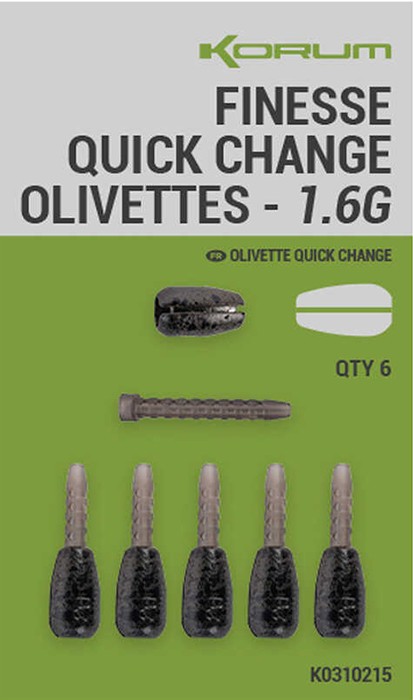 6kom - Olovo Korum Finesse Quick-Change Olivettes