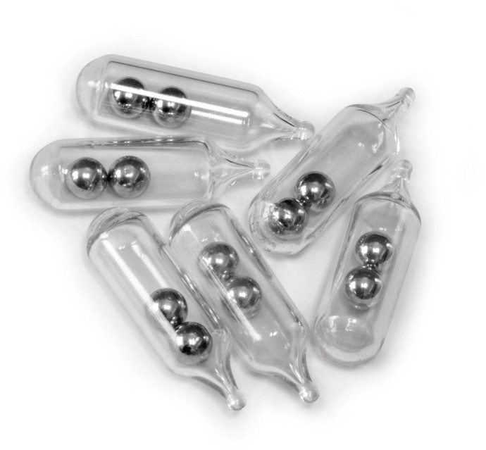6kom - Staklena zvečka Black Cat Glass Rattle 6mm Clear