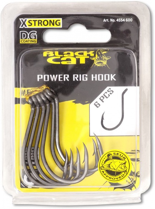 6kom - Udice s kontra-kukom Black Cat Power Rig DG Coating